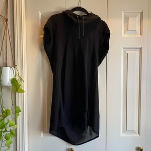 Junya Watanabe Black Knit & Sheer Crepe Sweatshirt Tunic M